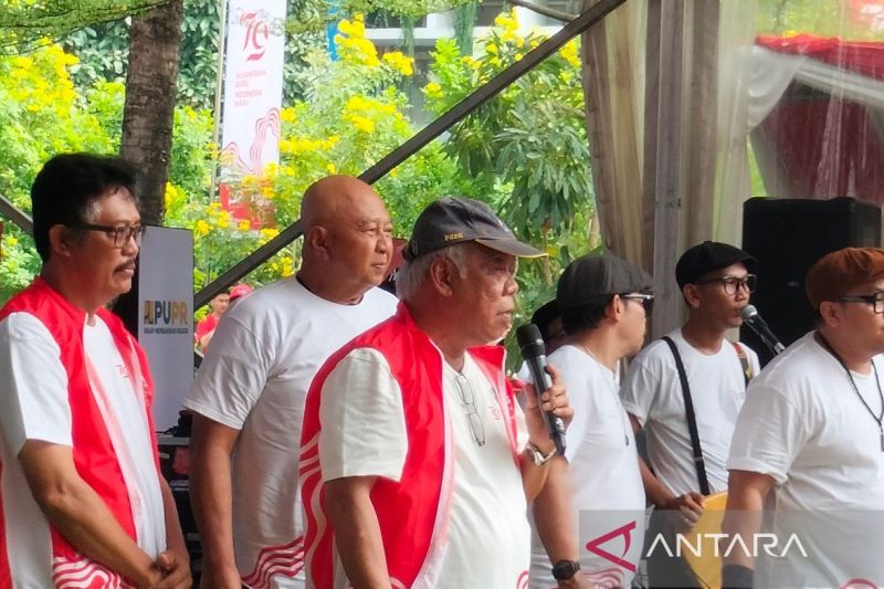 Menteri Pekerjaan Umum dan Perumahan Rakyat (PUPR) Basuki Hadimuljono dalam acara Festival Merdeka di Kementerian PUPR, Jakarta, Selasa (20/8/2024).