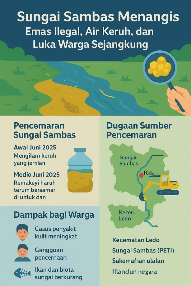 Sungai Sambas Menangis: Emas Ilegal, Air Keruh, dan Luka Warga Sejangkung