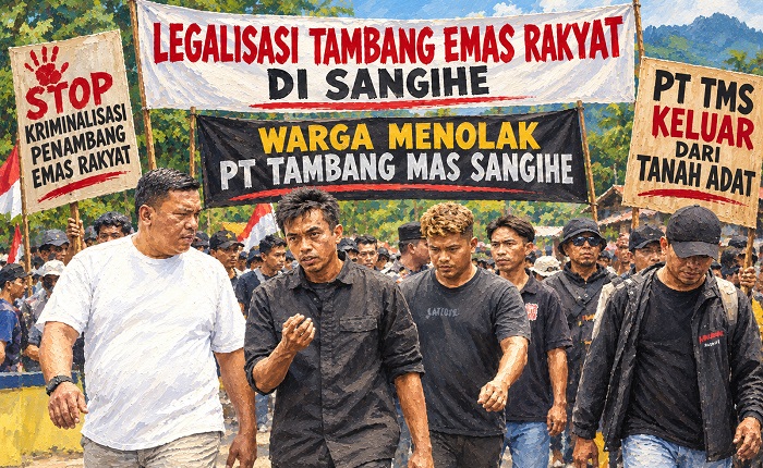 Unjuk rasa penambang emas rakyat.
