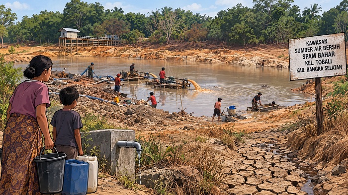 Tambang timah ilegal di sumber air minum.