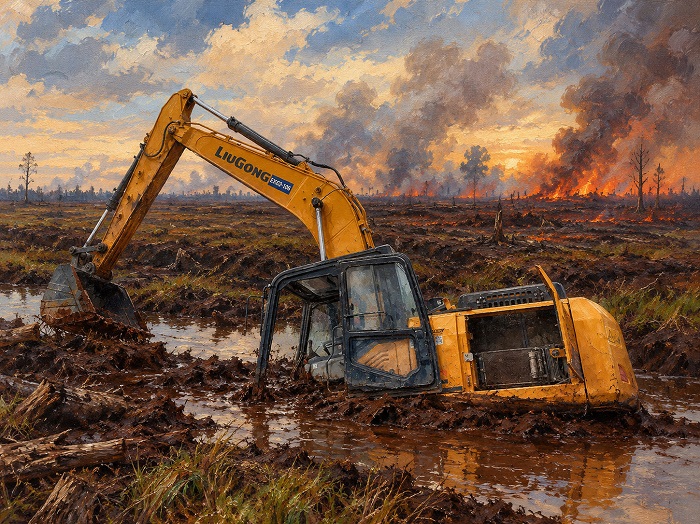 Ilustrasi kerusakan lahan gambut.