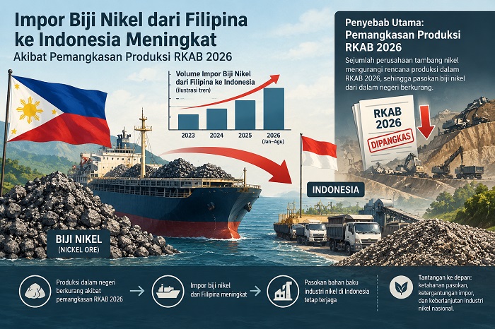 Impor biji nikel dari Filipina melonjak.
