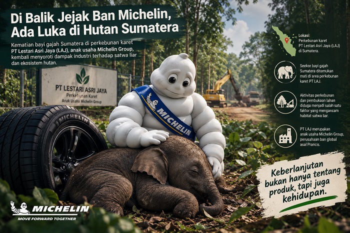 Bayi gajah mati di perkebunan karet di Jambi.