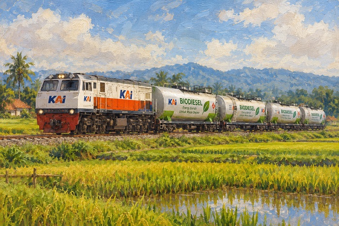 Ilusrasi PT KAI mengangkut biodiesel B50.