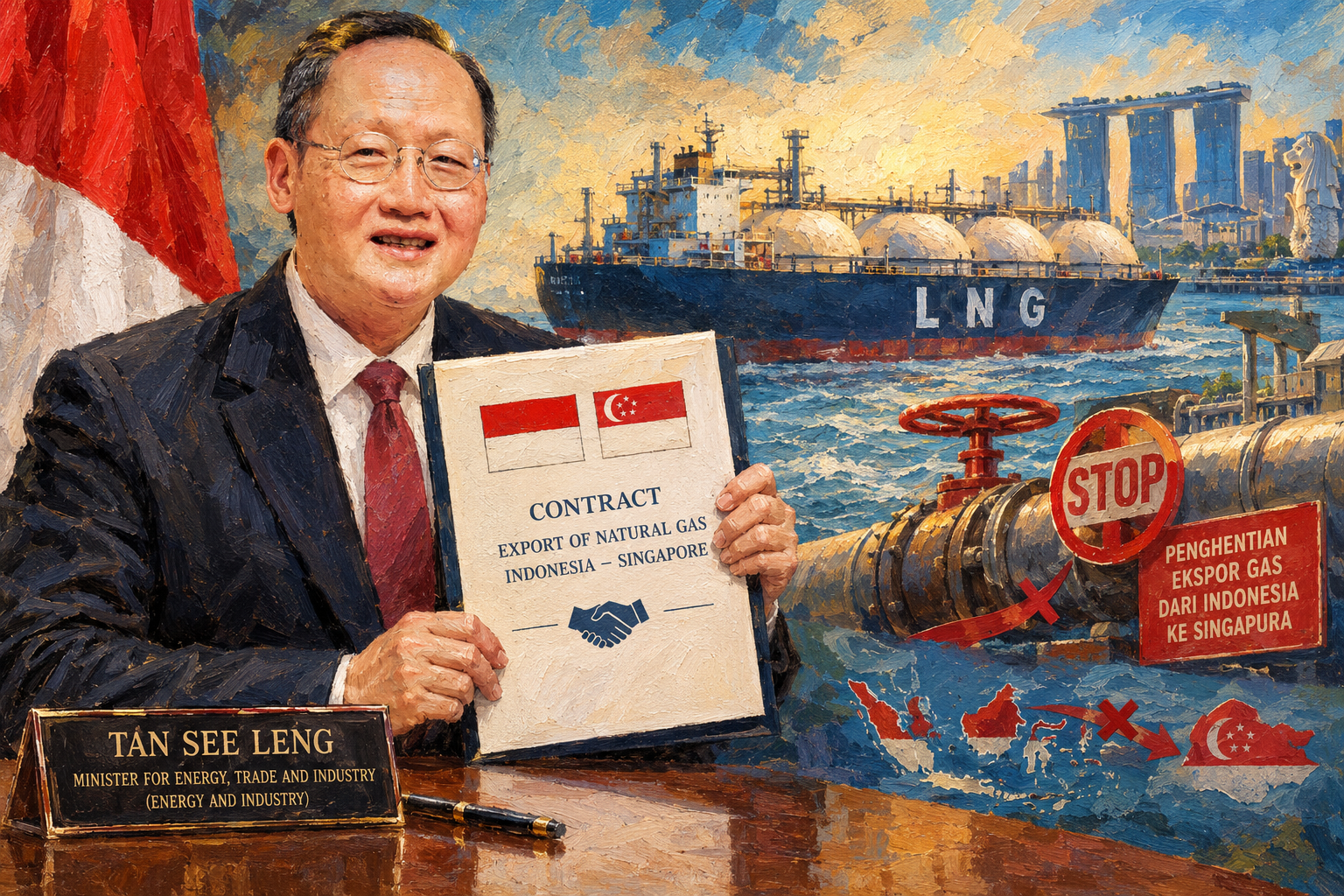 Ilustrasi Menteri Energi, Perdagangan, dan Industri, Tan See Leng.