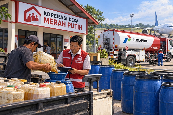Ilustrasi Koperasi Desa Merah Putih menampung minyak jelantah.