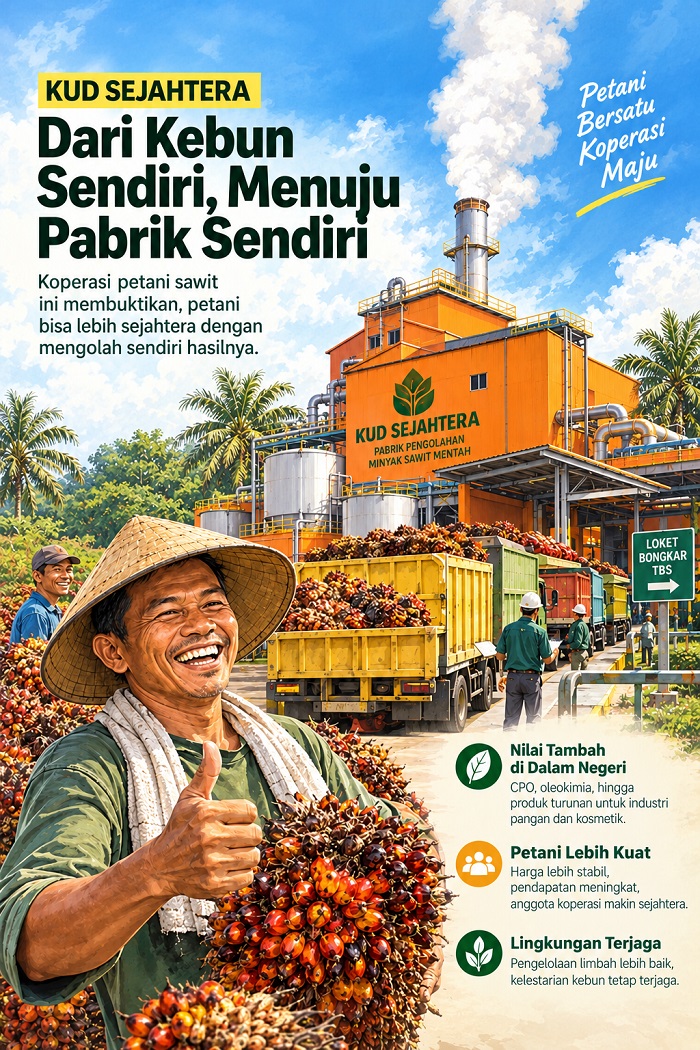Ilustrasi pabrik CPO milik Koperasi Unit Desa Sejahtera.
