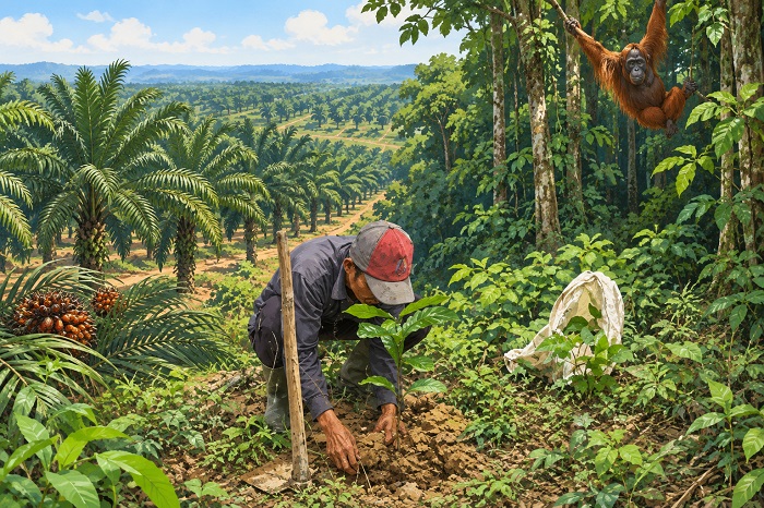 Petani sawit bantu lindungi orangutan.