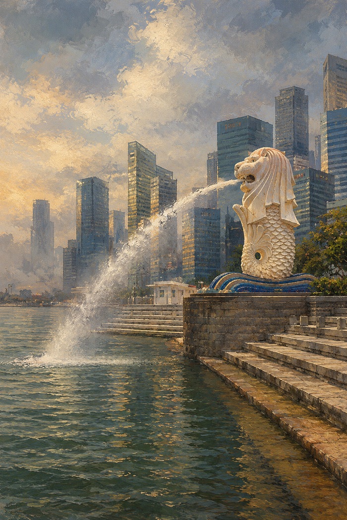 Ilustrasi kabut asap dari kebakaran hutan dan lahan menyelimuti Singapura.