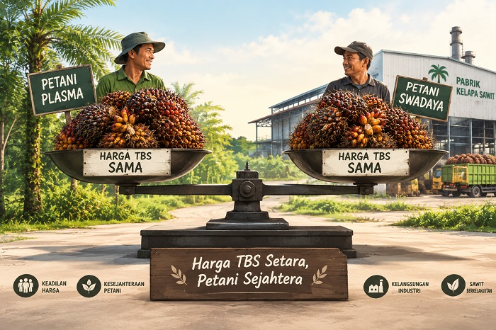 Penyetaraan harga sawit petani plasma dan swadaya.