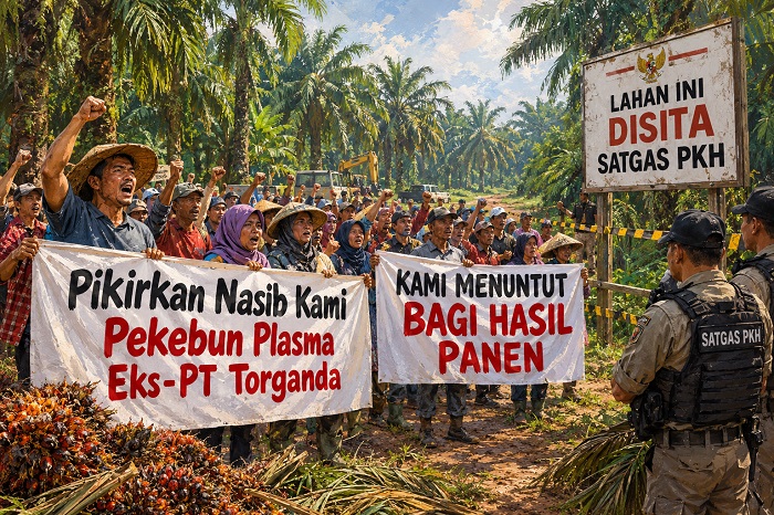 Ilustrasi unjuk rasa petani plasma PT Torganda.